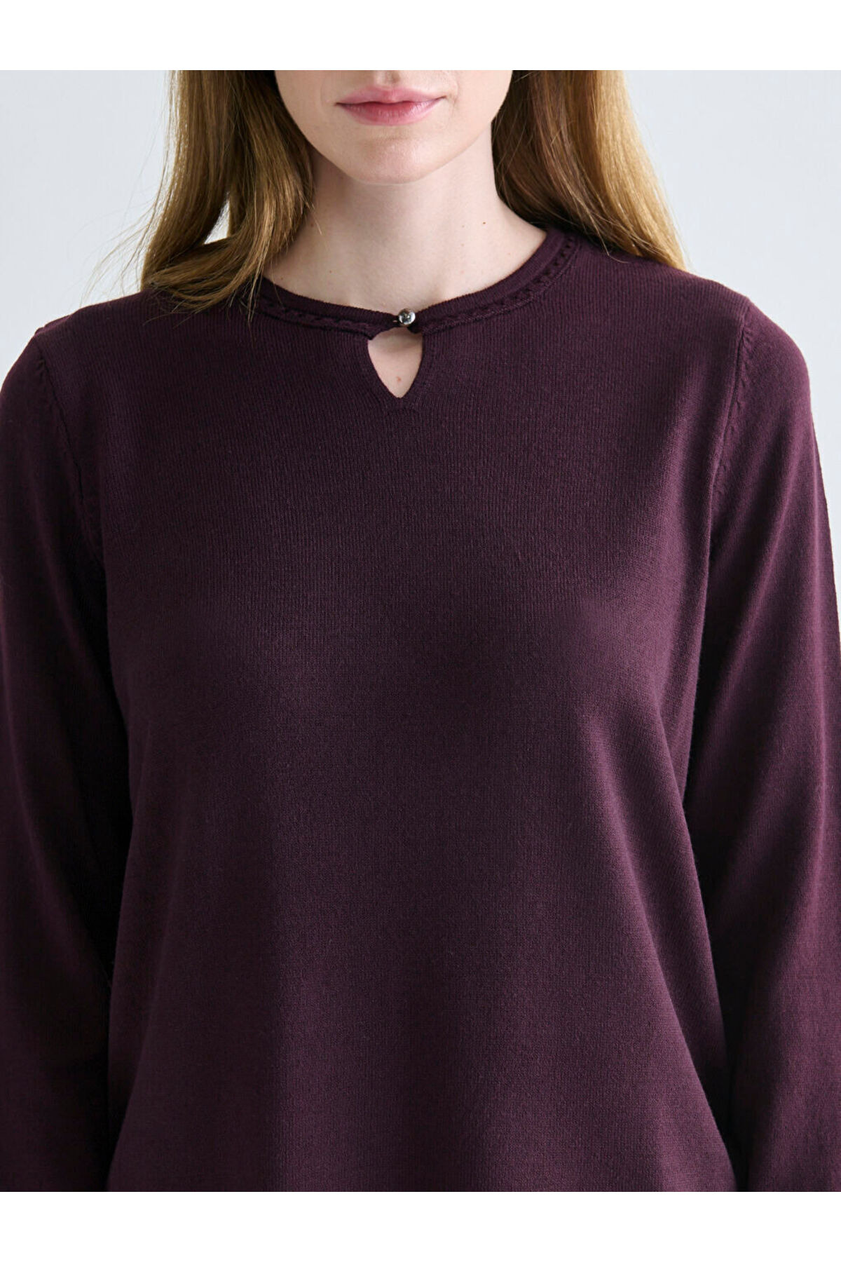 LC Waikiki Mürdüm Bisiklet Yaka Kadın Triko Kazak fotoğrafı 4 (önizleme)