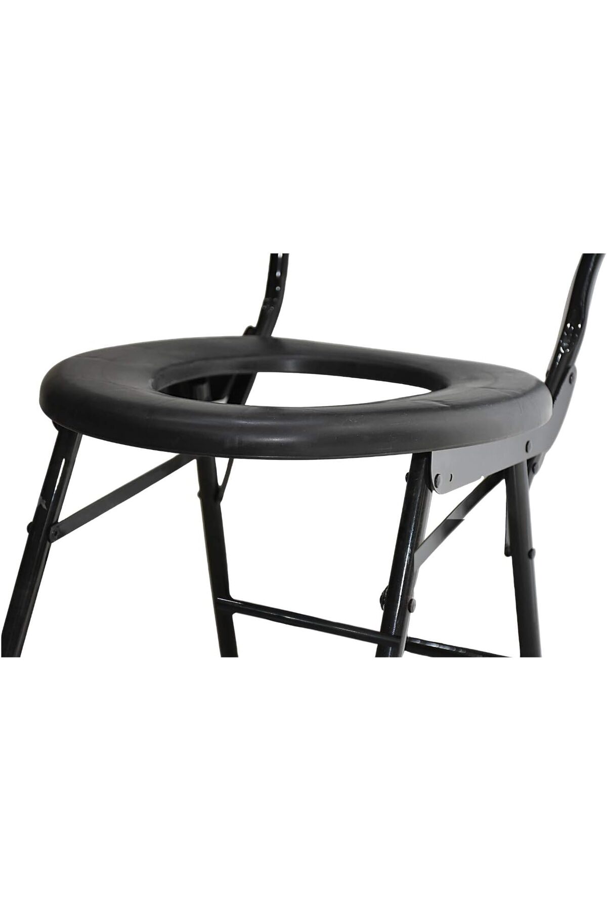 كرسي مرحاض قابل للطي للتخييم - أسود - AL1410