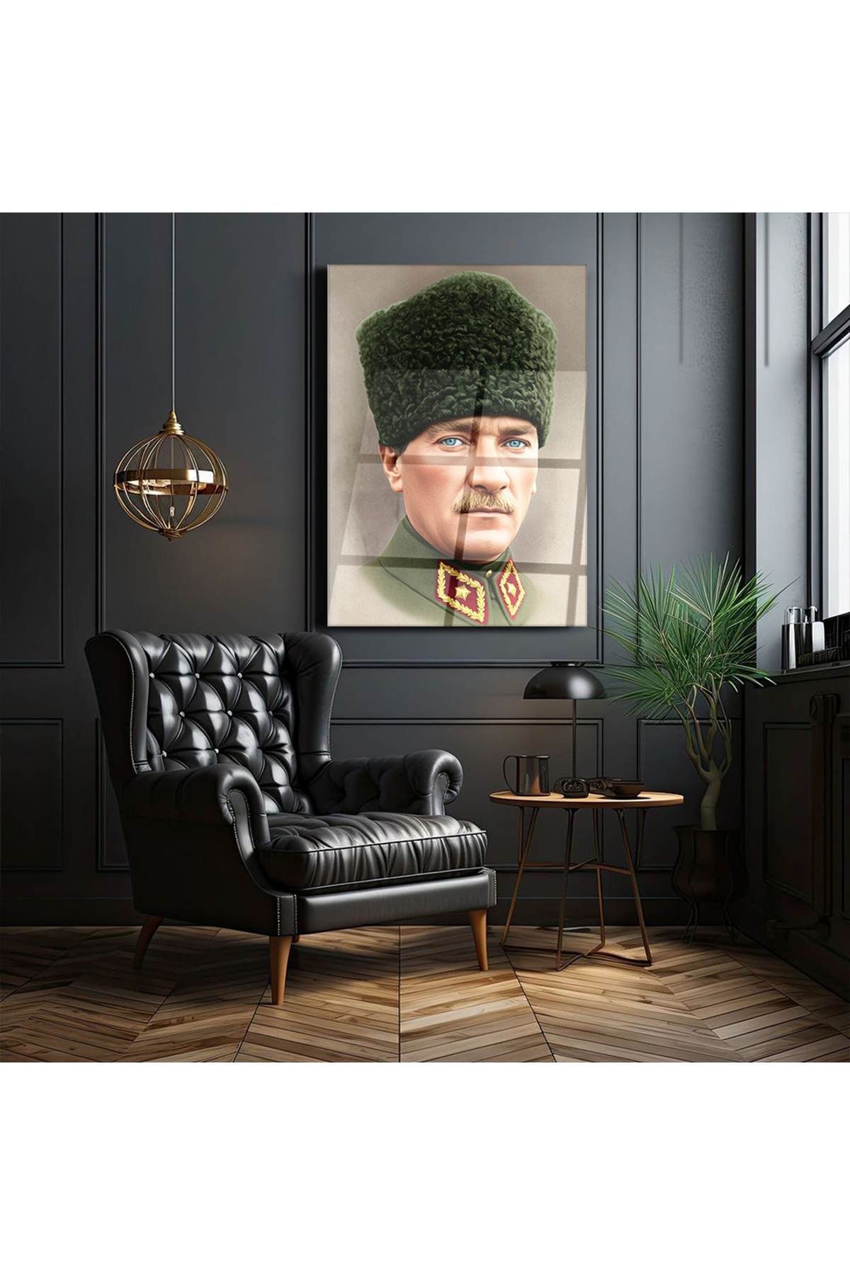 Atatürk Portresi-Modern-Klasik-Cam Tablo-Ev ve Ofis Dekorasyonu