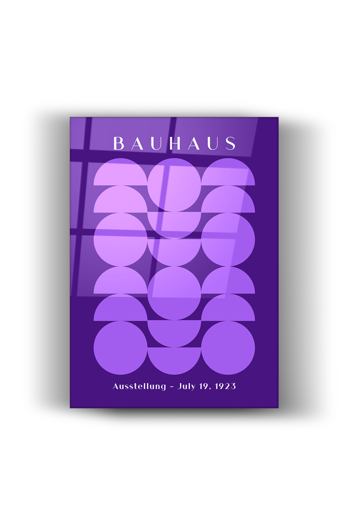 Bauhaus Mor Geometrik Desenli Tasarım-Cam Tablo-Ev Ve Ofis Dekorasyon-Sanatsal