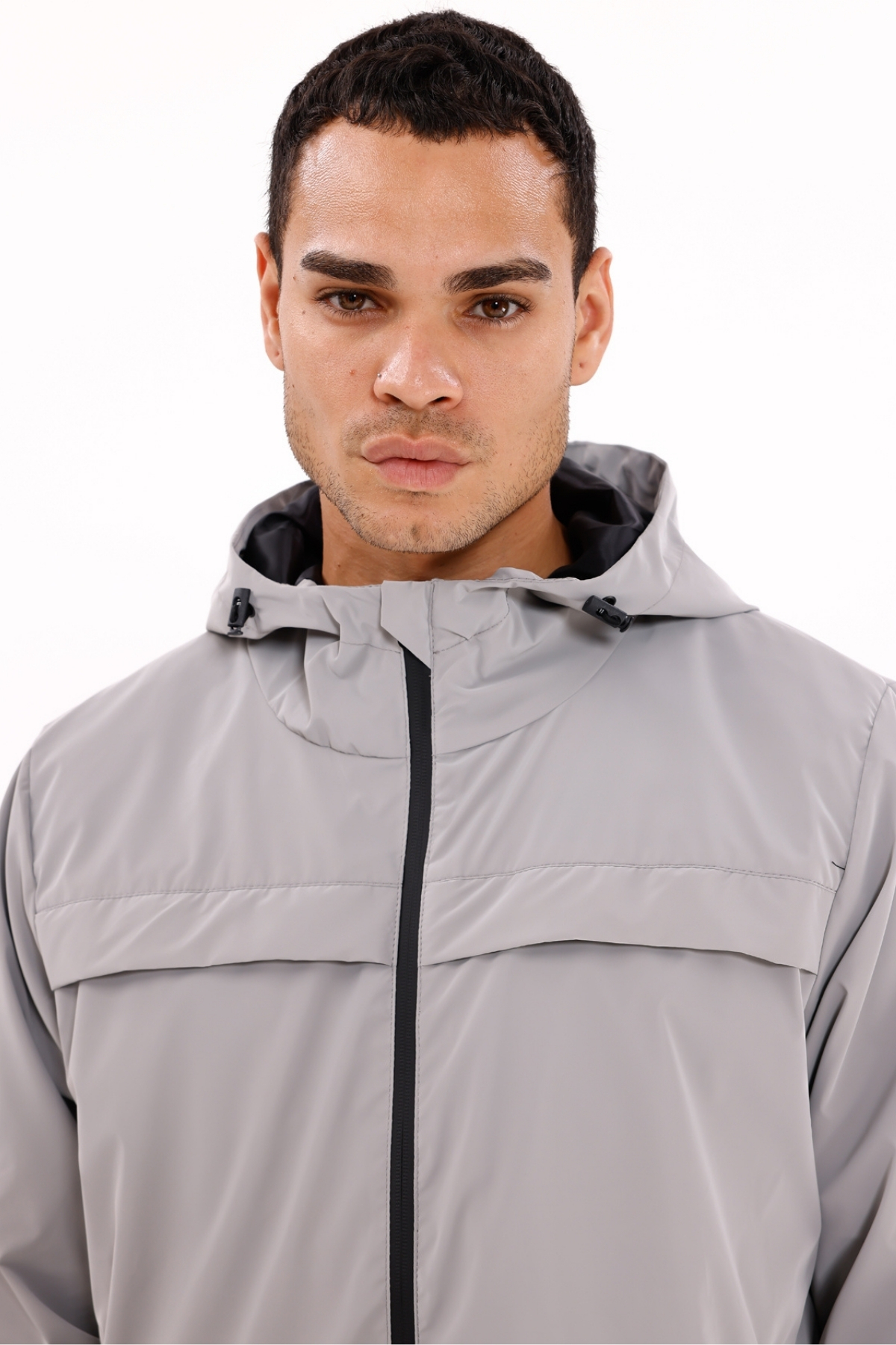 Montland  Erkek Gri Kapüşonlu Nova Kumaş Şık Mevsimlik Su ve Rüzgar Geçirmez Yağmurluk - Görsel 4