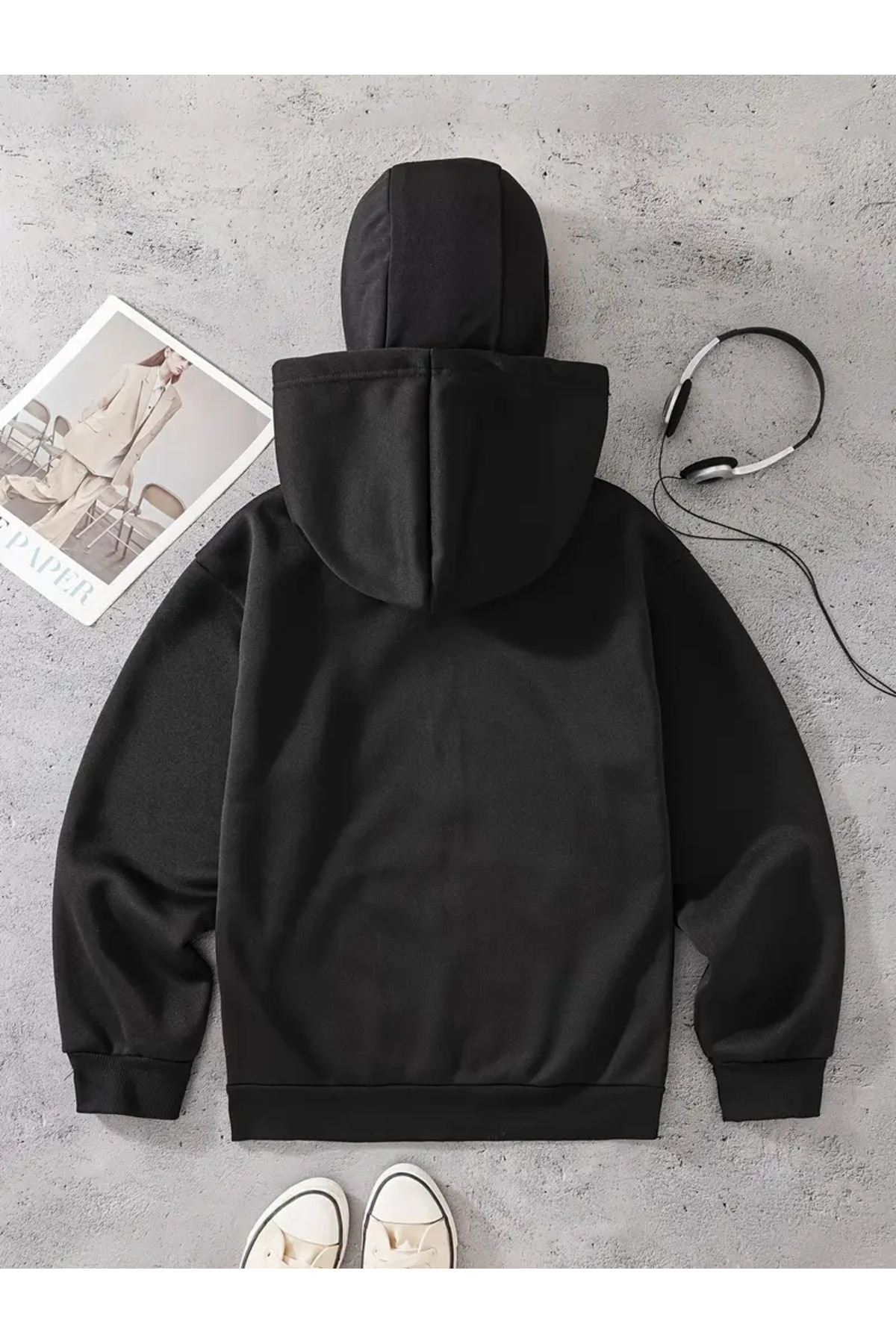 LAND MODA Kar Maskeli Ninja Unisex Sweatshirt Hırka 2iplik kalın polar görsel 5