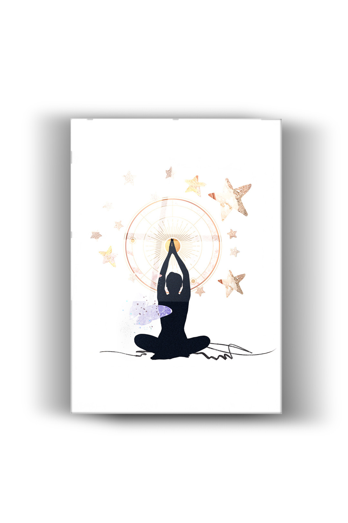 Yoga Temalı Yıldızlı - Cam Tablo- Ev ve Ofis Dekorasyonu-Motivasyon-Spor