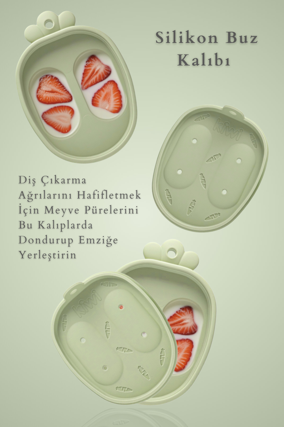 Kiwi Frutty Meyve Süzgeci-Diş Kaşıyıcı-Püre Emzik | Dondurma Kalıbı | %100 Gıda Sınıfı Silikon | 6-36 Ay fotoğrafı 3 (önizleme)