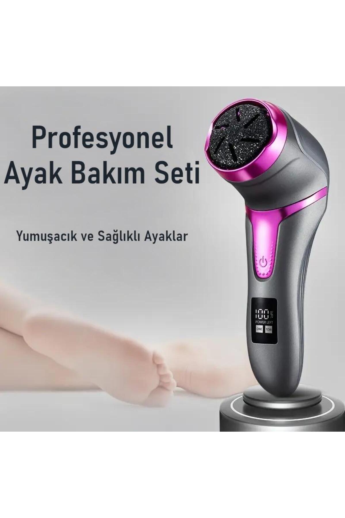 Profesyonel Ayak Bakım Cihazı 360° Dönen Başlık Dijital Ekranlı, Şarjlı & 10 Parça Pedikür Kiti Mor — MT-510 Foot Care Machine Mor — تصویر 8 از 9