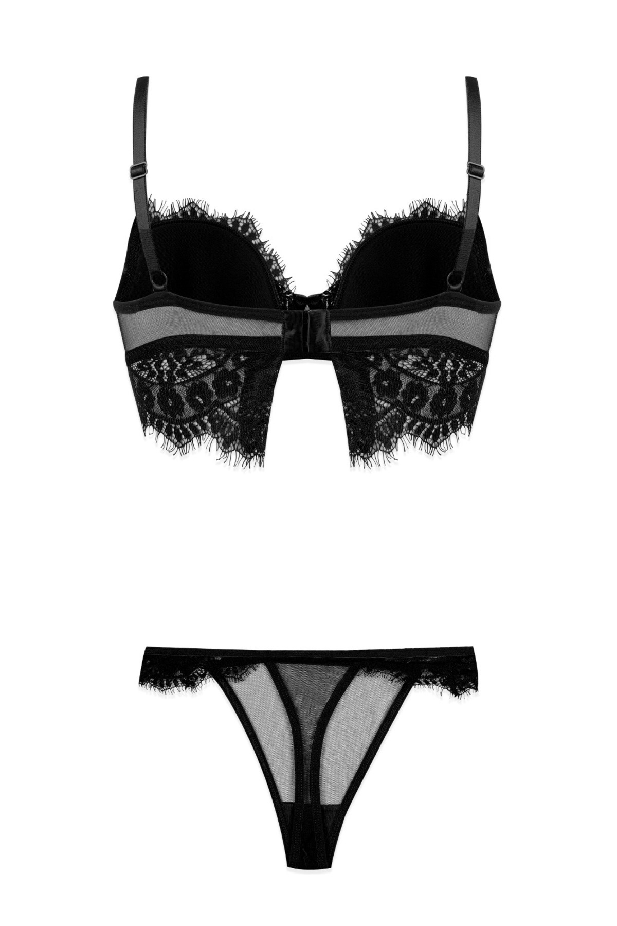 Koza soft  KADIN TRANSPARAN GEÇİŞLİ DANTEL BÜSTİYER TAKIM - Görsel 2