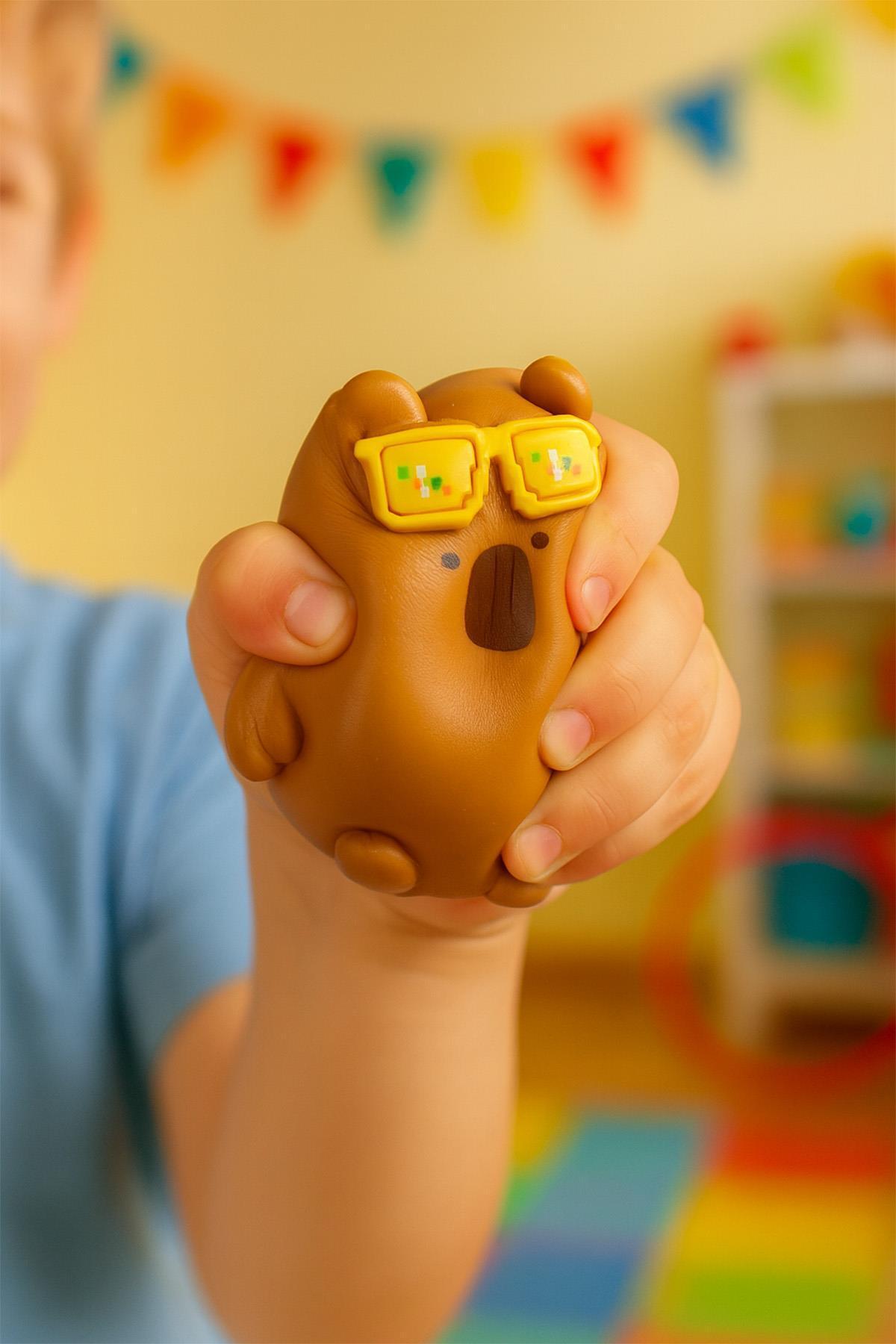 hak-iş oyuncak Gözlüklü Kapibara Squishy Stress Oyuncağı Yumuşacık Jel Squishy