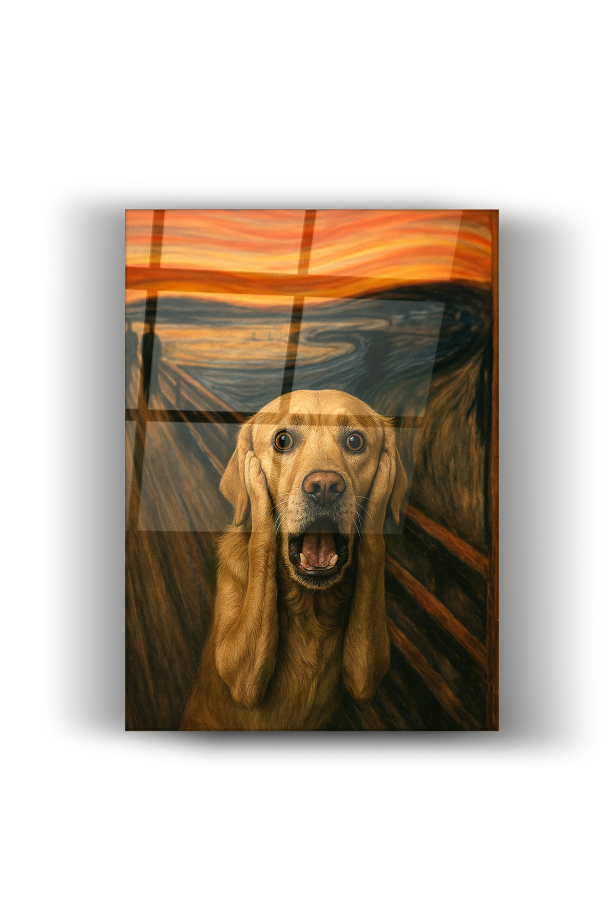 Şaşkın Köpek-Cam Tablo- Ev ve Ofis Dekorasyonu