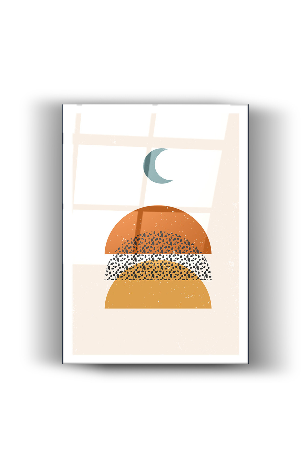Minimalist Geometrik Ay Desenli-Modern-Estetik ve Şıklık Bir Arada |Cam Tablo-Ev-Ofis Dekorasyonu
