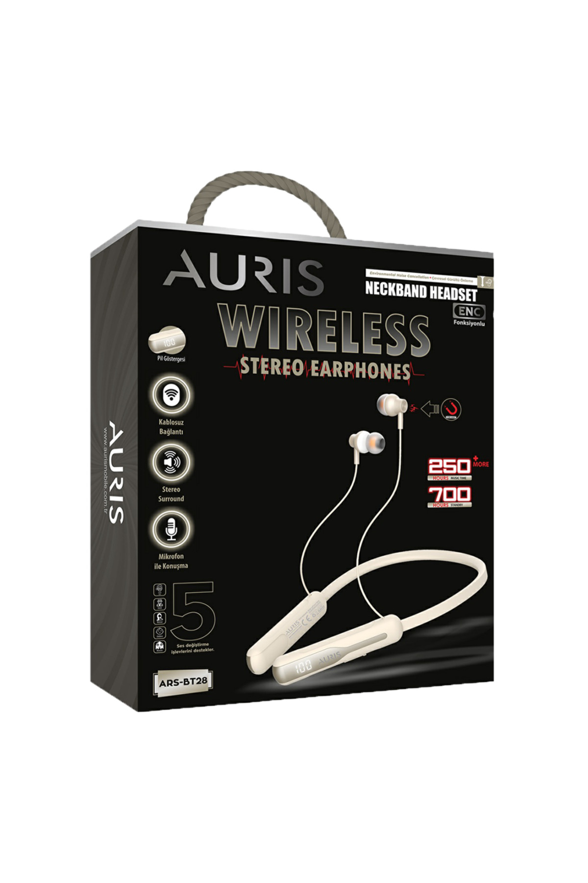 Auris BT28 250 Saat LCD Boyun Askılı Pil Göstergeli Mikrofonlu