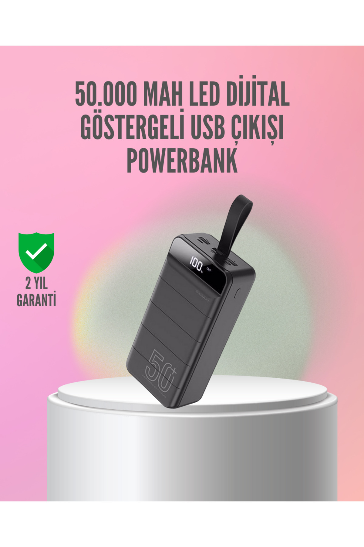 Kanonik Education 50.000 mAh Ultra Güçlü Powerbank 4 USB Çıkışlı, LED Dijital Göstergeli, Hızlı Şarj Destekli Taşınabi