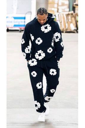 CLASSY.MODA Erkek 3 İplik Kabartmalı Baskı Takım | Günlük Rahat Kombinler İçi...