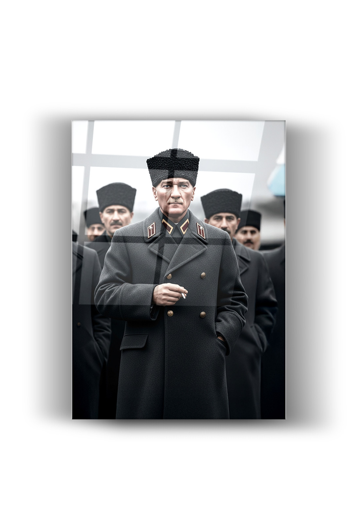 Asil Mustafa Kemal Atatürk Portresi-Cam Tablo-Ev ve Ofis Dekorasyonu