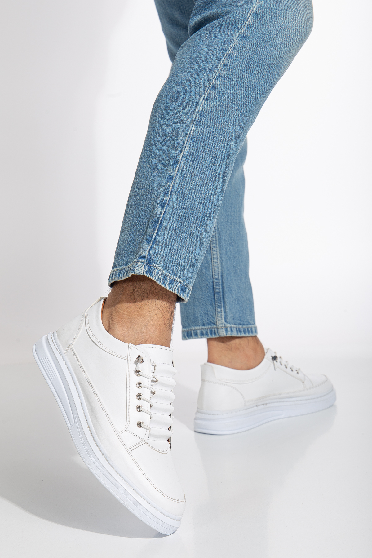 By Oxford  Erkek BEYAZ DİKİŞLİ Günlük Ortopedik Taban Rahat Garantili Klasik Ayakkabı - Görsel 3