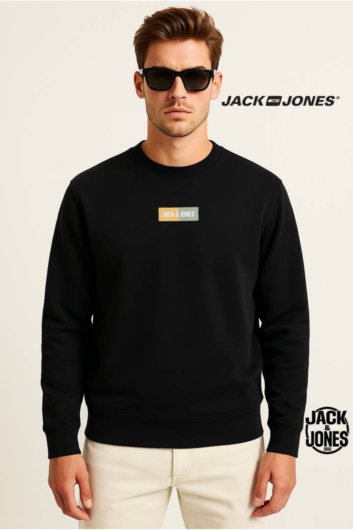 جک اند جونز سویشرت مردانه یقه گرد JACK JONES مشکی