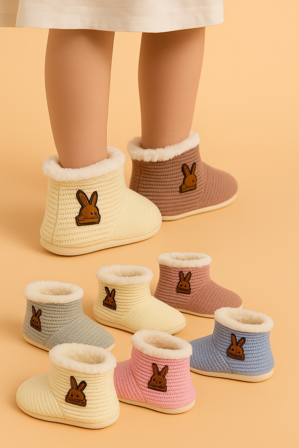 dinamik çocuk Bebek Panduf Patik Triko Wellsoftlu Kaydırmaz Taban (tabanölçü 13cm) Ev Botu Terliği Kreş Ayakkabısı fotoğrafı 4 (önizleme)