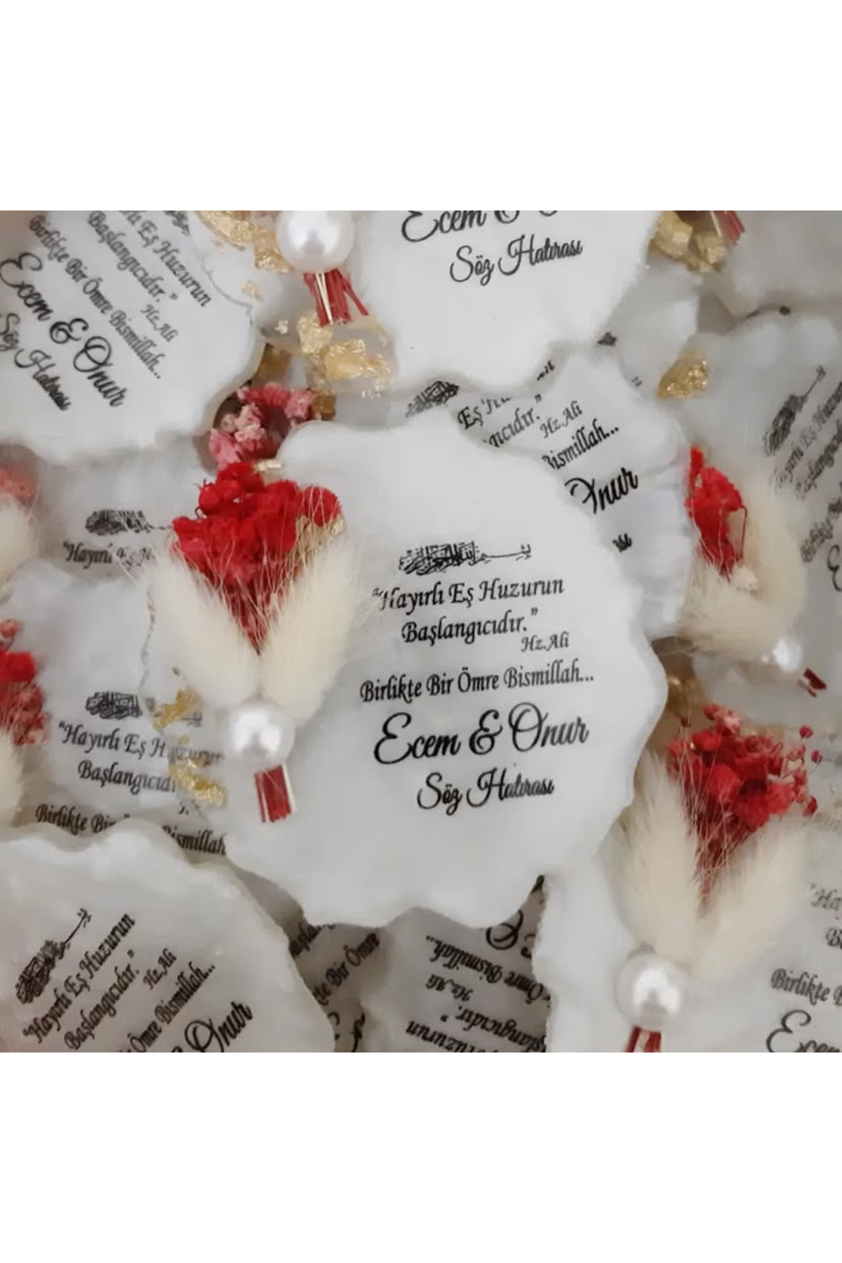 sy süsyağmuru Çiçek Süslemeli Gold Detaylı Epoksi Magnet Hediyelik 10 ADET