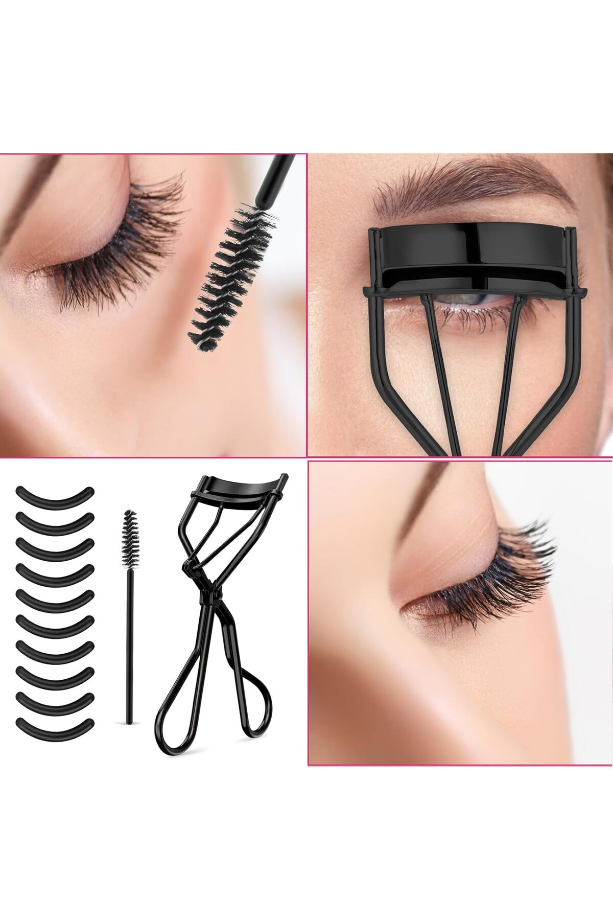 Kirpik Set, Güzel Kirpik Tarağı,6 RENKLİ Silikon Pedi ve Maskara Fırçası , Evrensel Kirpik Kıvırıcı — رنگارنگ KIVIRICISET — تصویر 3 از 6