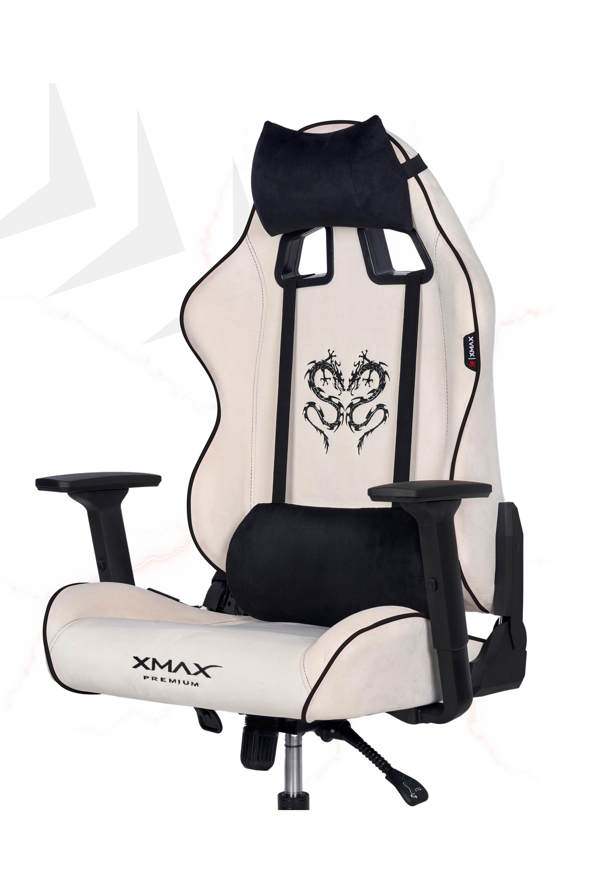 XMAX / Rio Balerion Terletmez Kadife Kumaş Beyaz Gaming Oyuncu Koltuğu / 120 Kg Taşır
