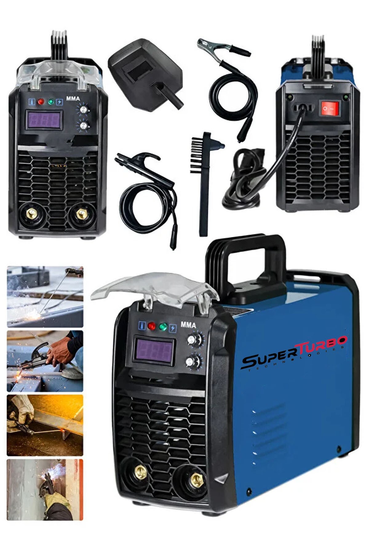 SUPERTURBO MMA-200A Dijital Ekranlı Kaynak Makinesi – Çift Kartlı, Otomatik, Fan Soğutmalı, 200A Çanta Tipi
