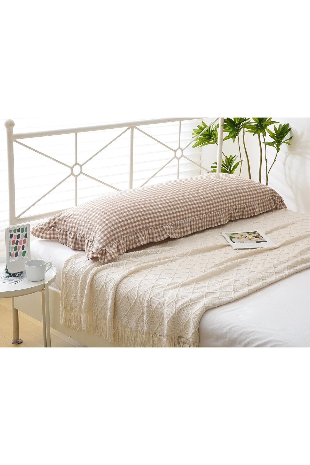 Erba kreasyon Hamile Yastık Kılıfı Pötikare Fırfır Decor Uzun Yastık Kılıfı 50x135cm Hamile Yastığı fotoğrafı 4 (önizleme)