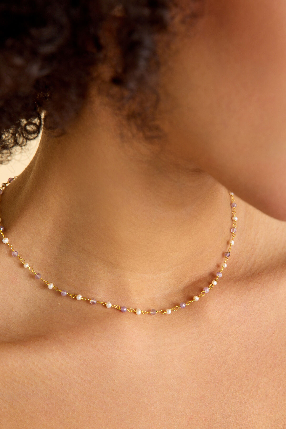 art and crafts jewelry Ametist&İnci Örme Gümüş Kolye görsel 5
