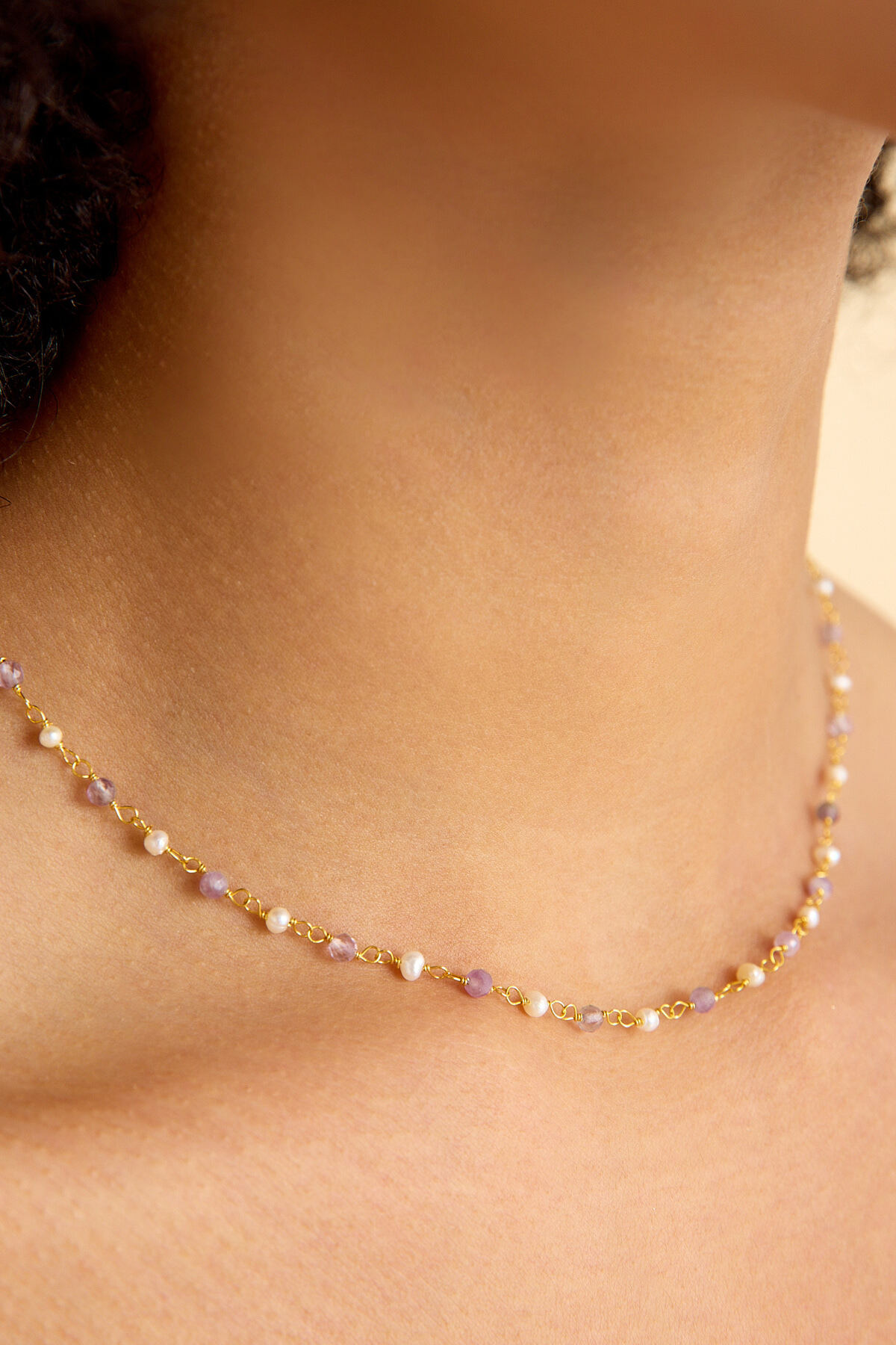 art and crafts jewelry Ametist&İnci Örme Gümüş Kolye görsel 3
