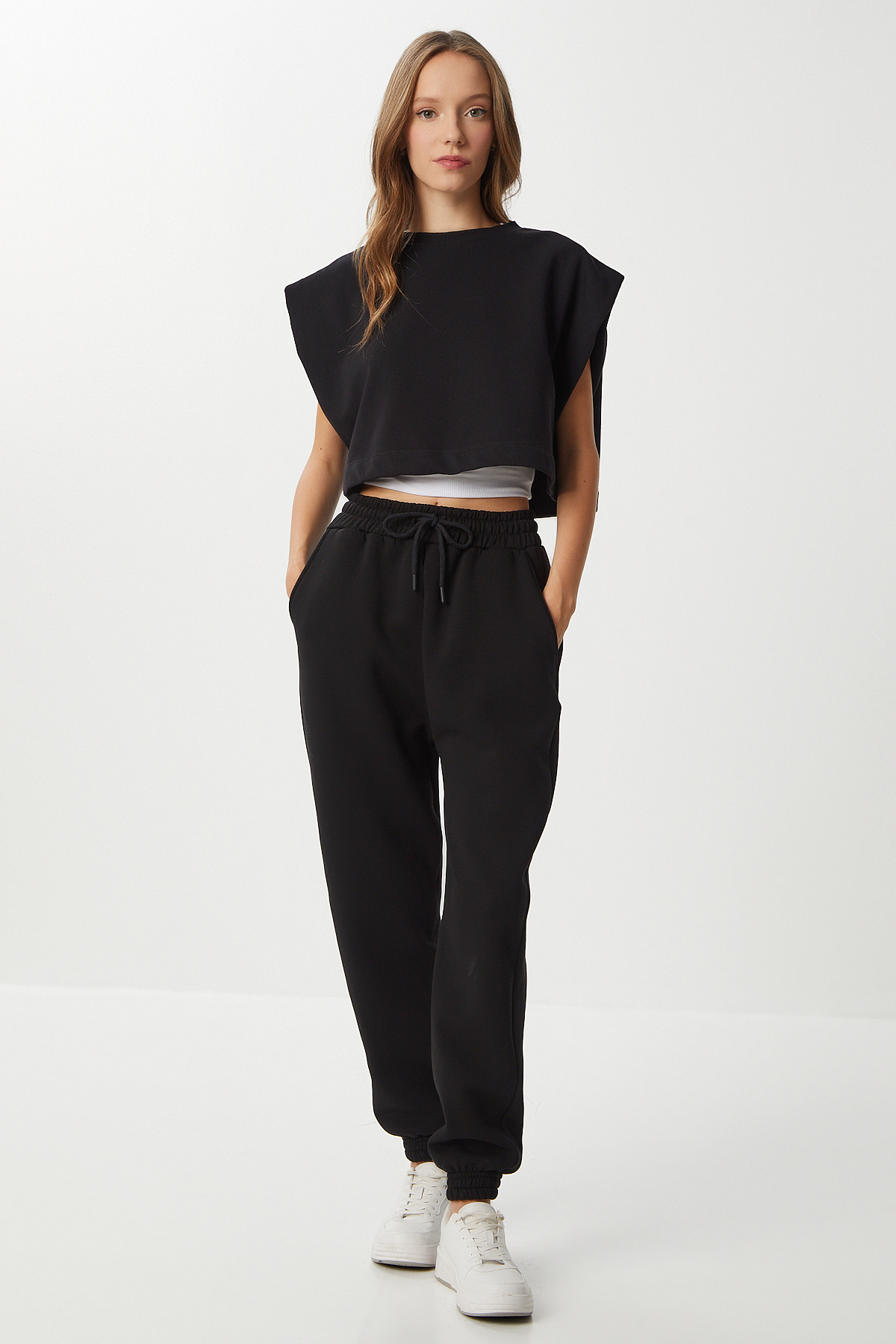 Lovelyİstanbul Şardonlu Jogger Örme Eşofman Altı LCR0099 SİYAH görsel 3