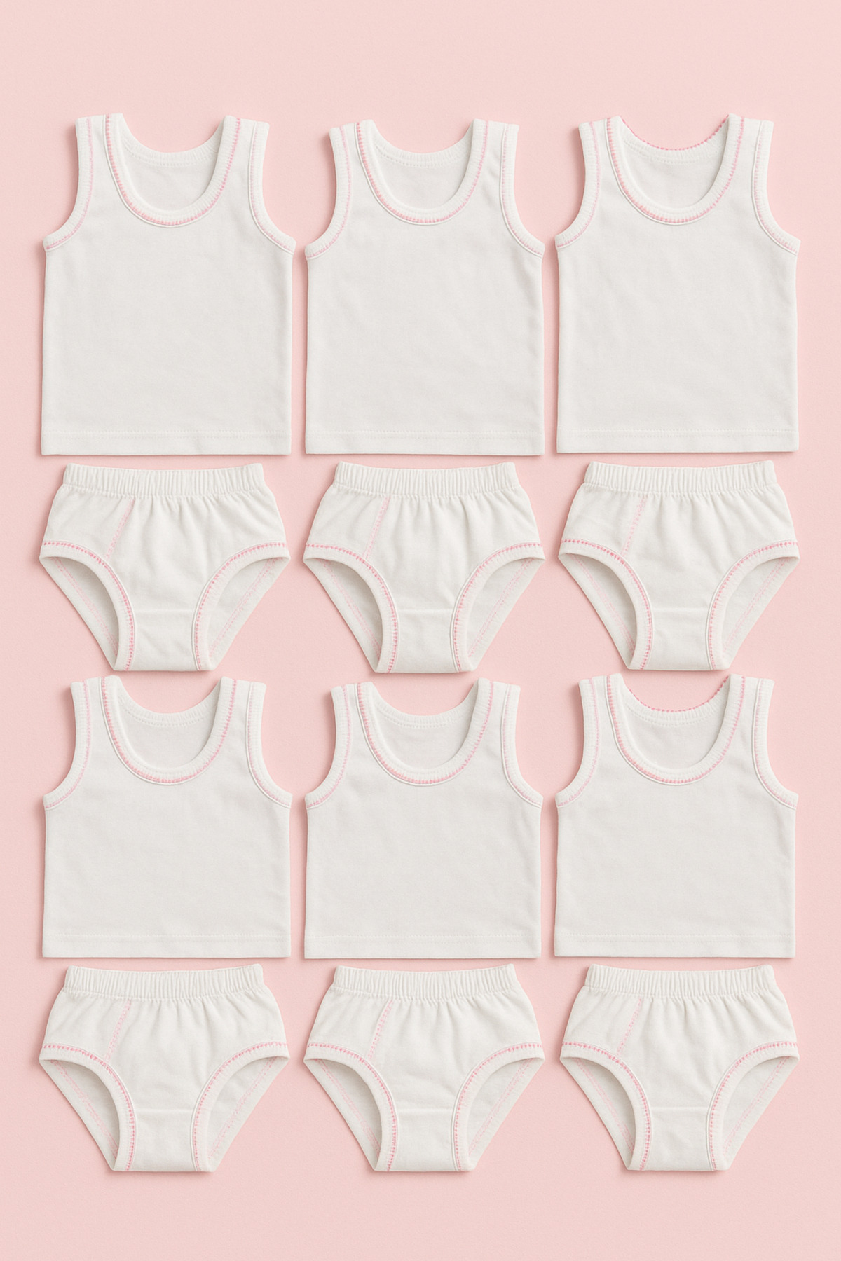 mini kanka Bebek Kız 6 Adet Atlet-Külot Pamuklu Atlet ve Külot İç Giyim Seti Nefes Alan Yapı 6 atlet 6 külot fotoğrafı 4 (önizleme)