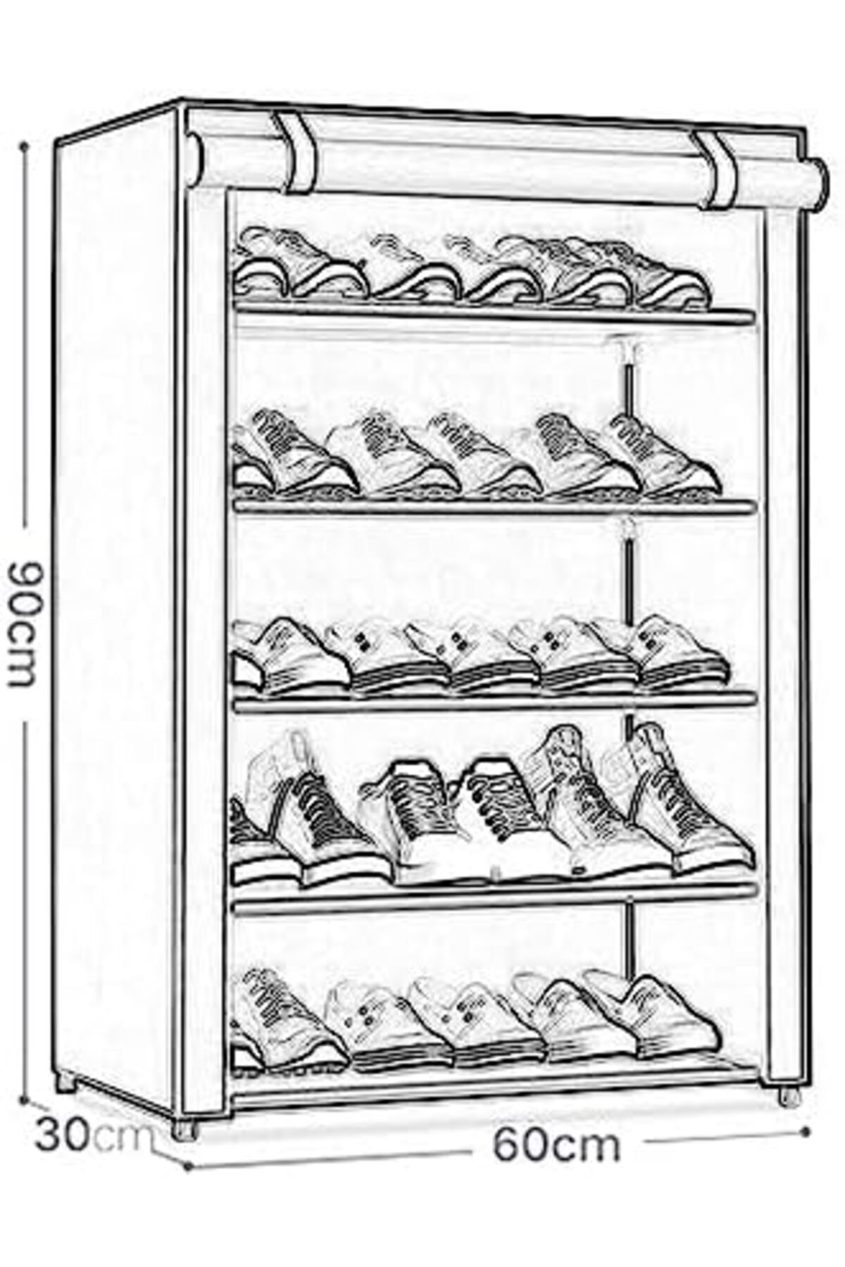 منظم أحذية قماش 5 طبقات, رف تخزين قائم للمدخل والممر – تصميم مدمج لتوفير المساحة وتخزين الأحذية