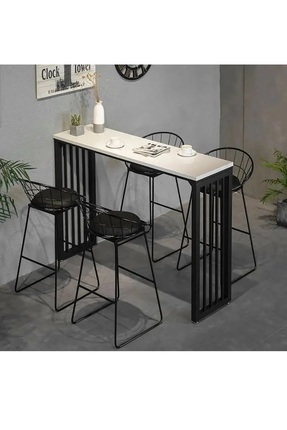 HNC HOME Bar Masası Metal İskeletli Yüksek Yemek Masası Mutfak Masası Dresuar...