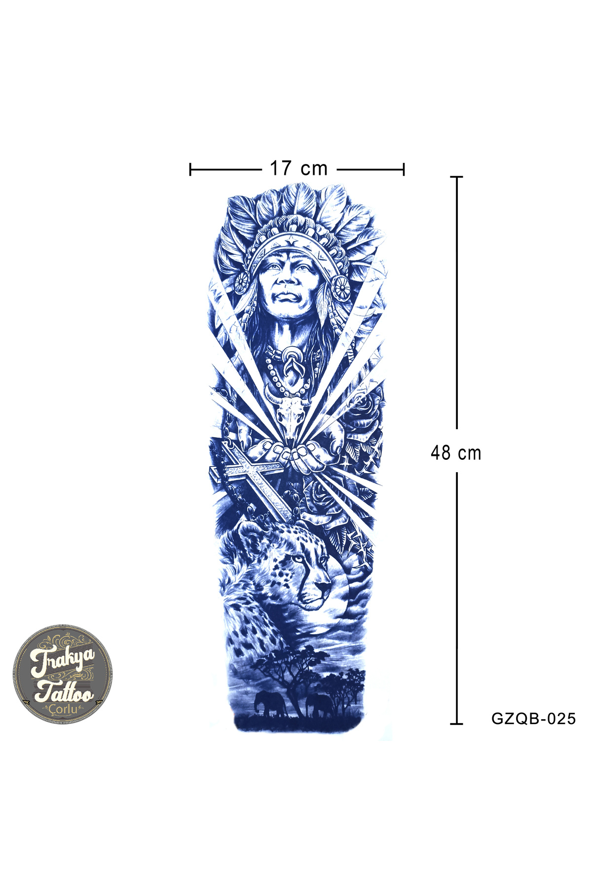 Trakya Tattoo Yarı Kalıcı Dövme Geçici Tam Kol Kaplama Kızılderili Dövme