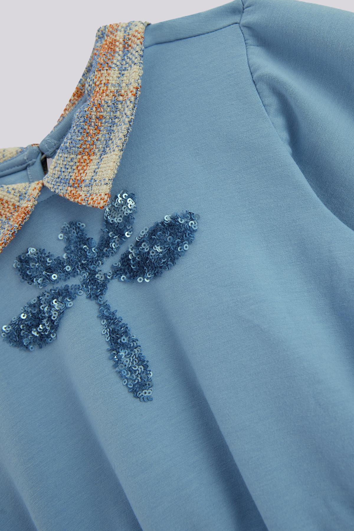 Tyess  BG Store Kız Çocuk Mavi Elbise - Görsel 6