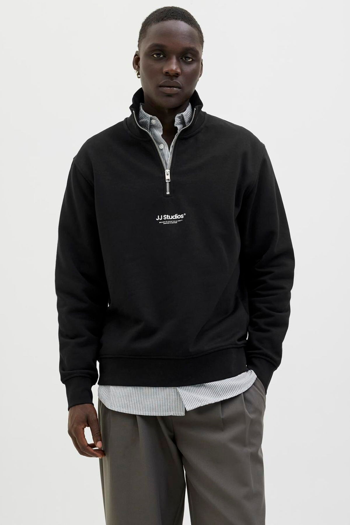 Jack & Jones Jack Jones Soho Relax Fit Yaka Fermuarlı Erkek Sweat 12278793
