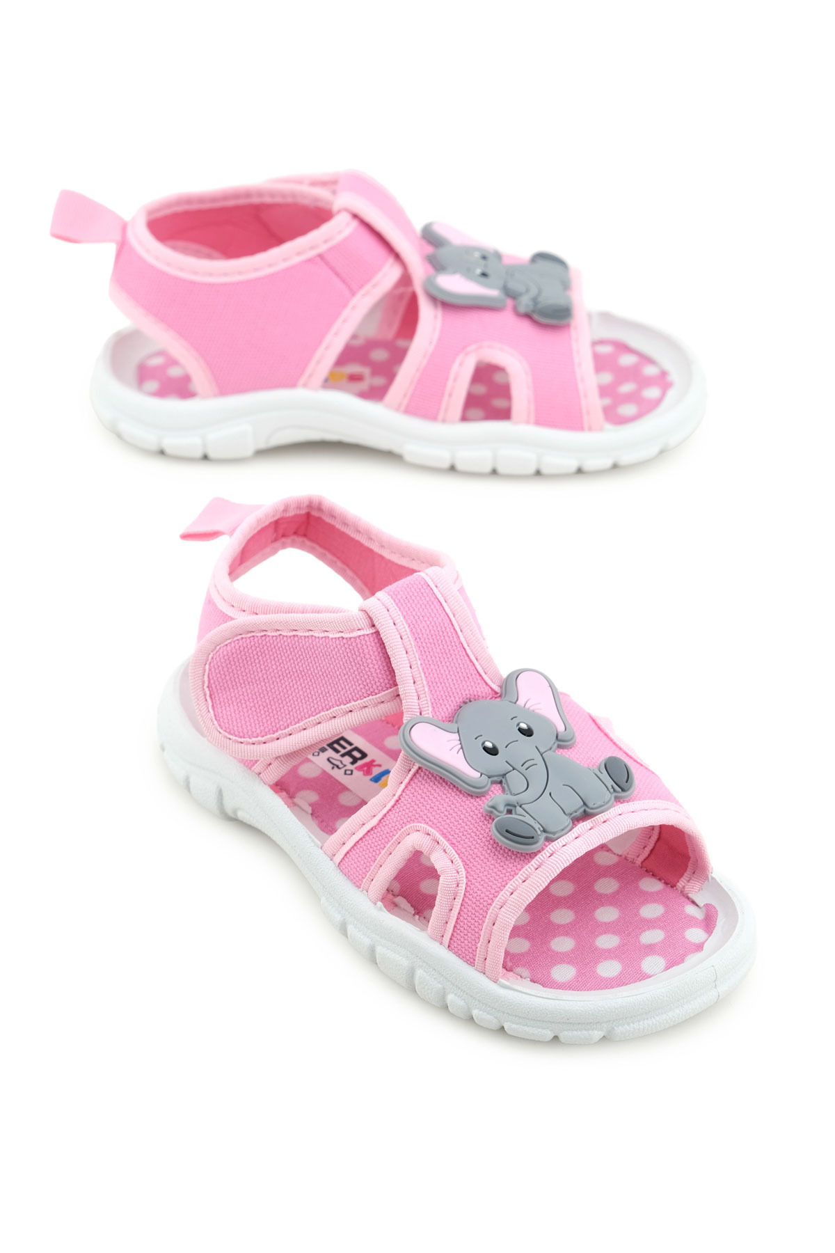 GEZER Kız Çocuk Bilekten Cırtlı Ayarlanabilir PVC Rahat Esnek Taban Günlük Sandalet