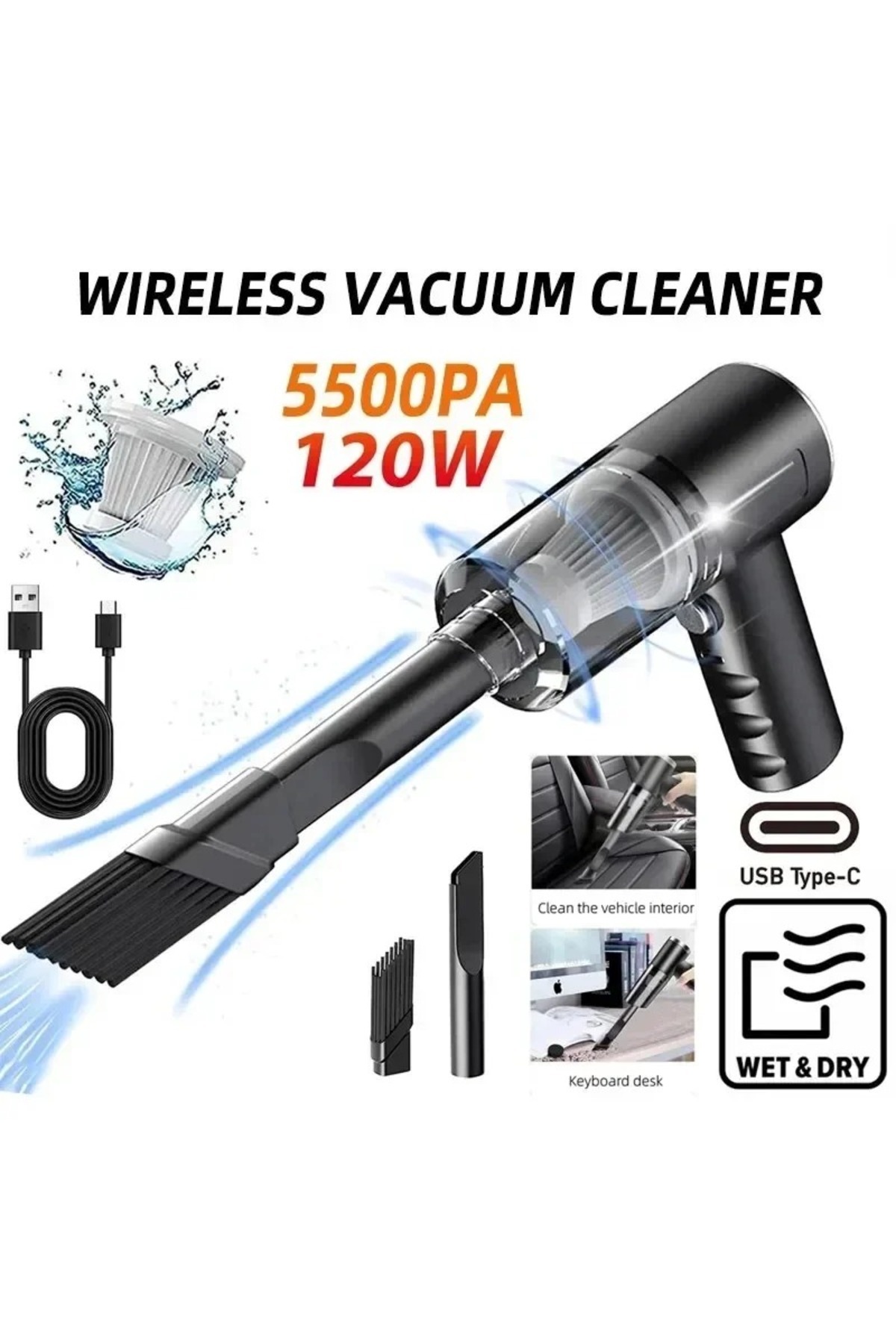 Choice Portable Wireless Car Vacuum Cleaner Wireless Vacuum Cleaner Dual Use for Home and Car 120W High ...