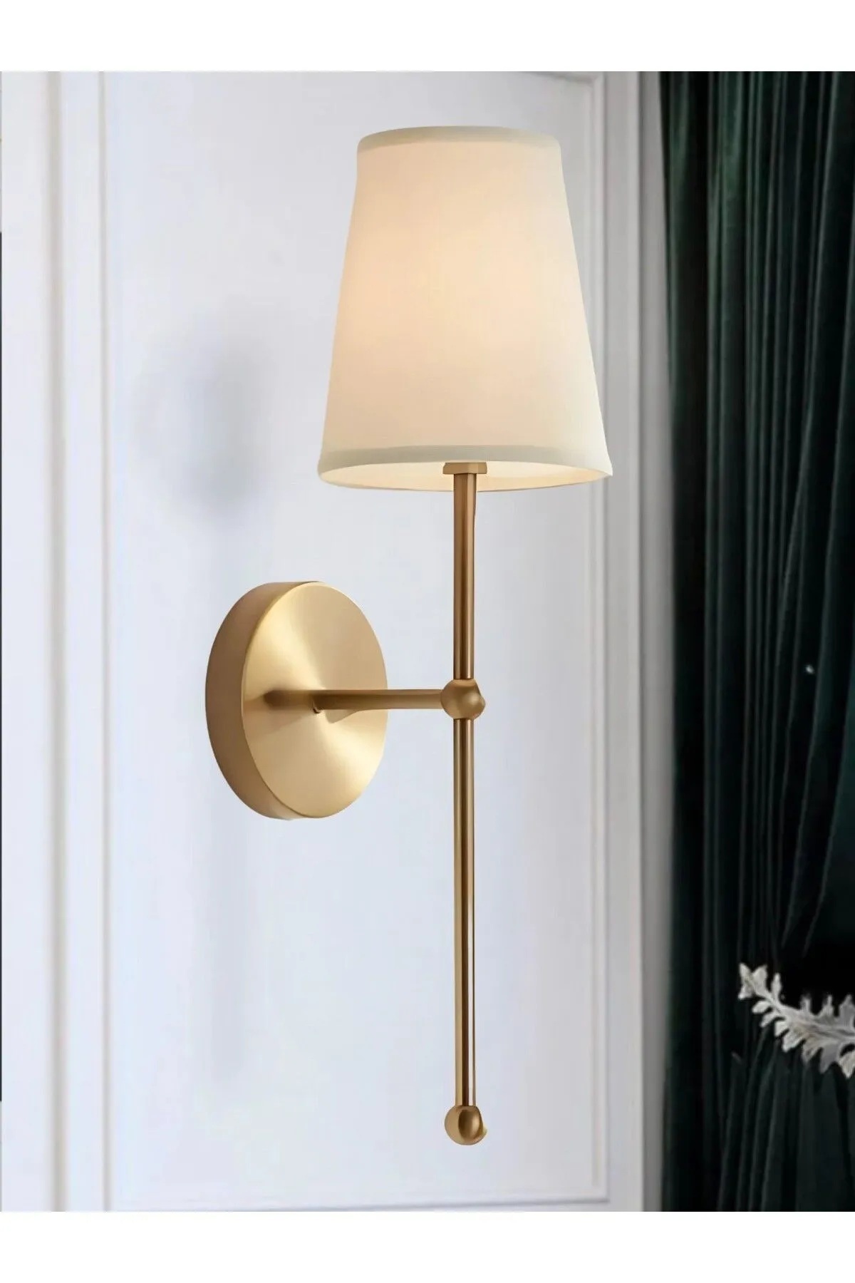 Emg DesiGn Modern Tasarım 1 Adet Duvar Ledli Pilli Aplik Tak Çalıştır Eskitme Gold Krem Abajur Gün Işığı Pilli