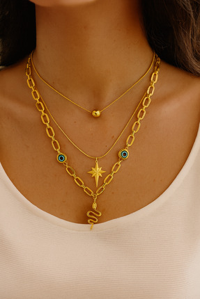 Classybyvega Xuping 316L Çelik Üzeri 14K Altın Kaplama Nazar Boncuklu Yıldız ...