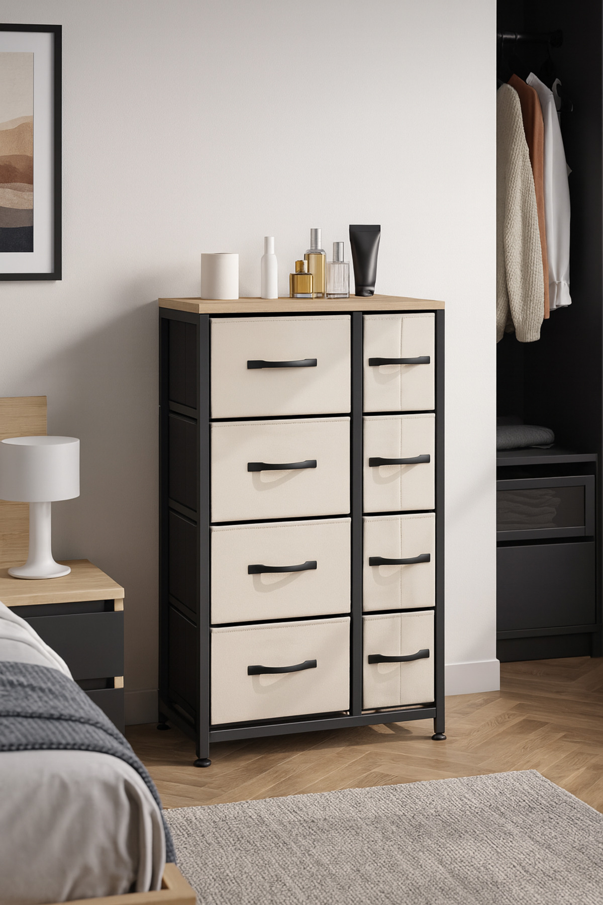 moniev 8 Çekmeceli Şifonyer Deri Çekmeceli Yatak Odası Düzenleyici Çekmeceli Çocuk Odası Organizer