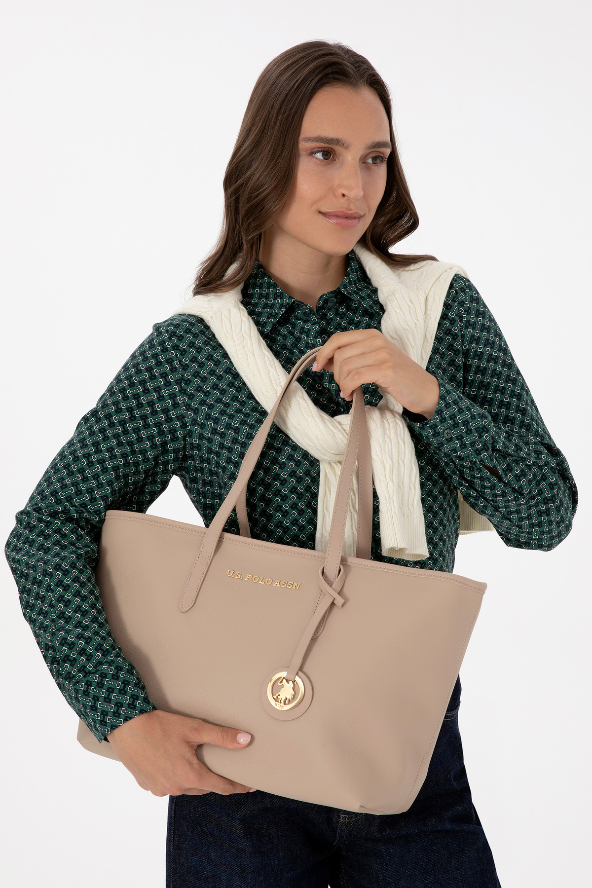 U.S. Polo Assn. Kadın Bej Omuz Çantası 50317823-VR011 görsel 2