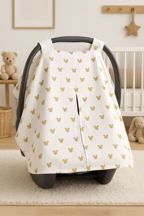 Babycitytr Bebek Arabası Puset Örtüsü Puset Minderi Puset Çarşafı Altın Desen...