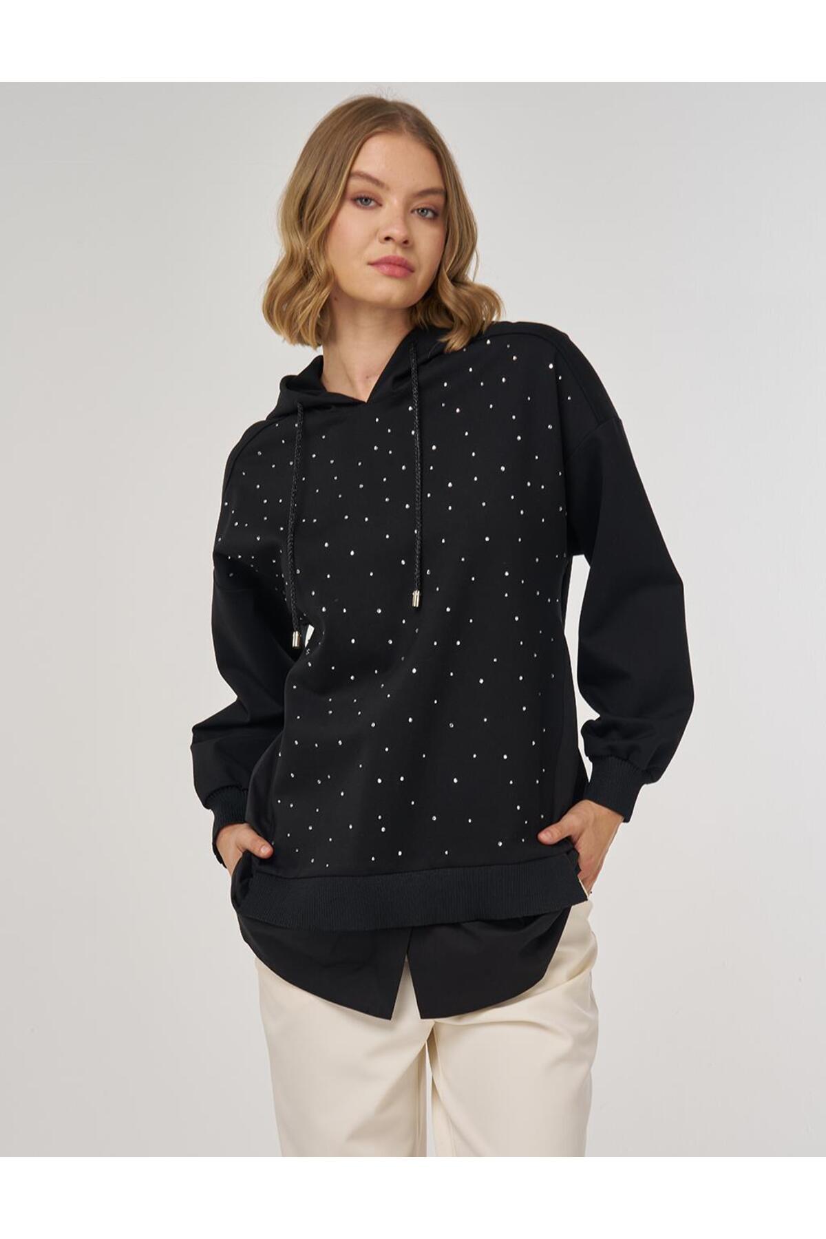 سویشرت ریون چاپی هات‌فیکس مشکی Kayra