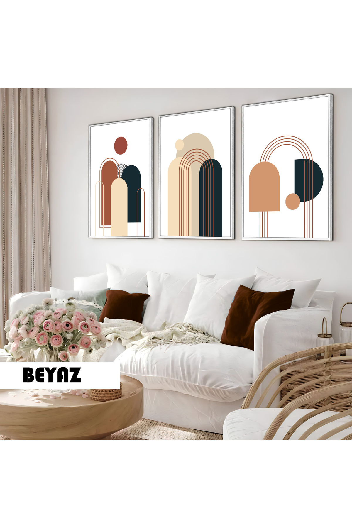 Nursery Living Room-Minimalist Modern Bohemian Abstract Style | 3PCS MDF AHMDF WITH WOODEN FRAME