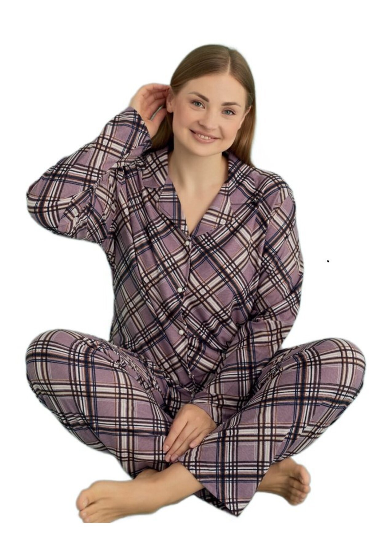 Büyük Beden Kadın Kışlık Süet Pijama Takımı Isabella Grande Tasarım Ev Giyim Hediyelik