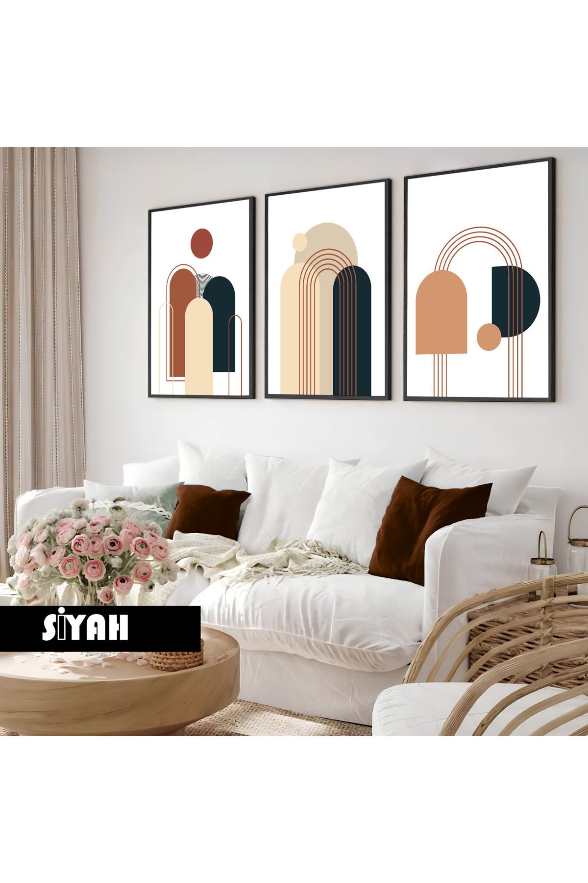Nursery Living Room-Minimalist Modern Bohemian Abstract Style | 3PCS MDF AHMDF WITH WOODEN FRAME
