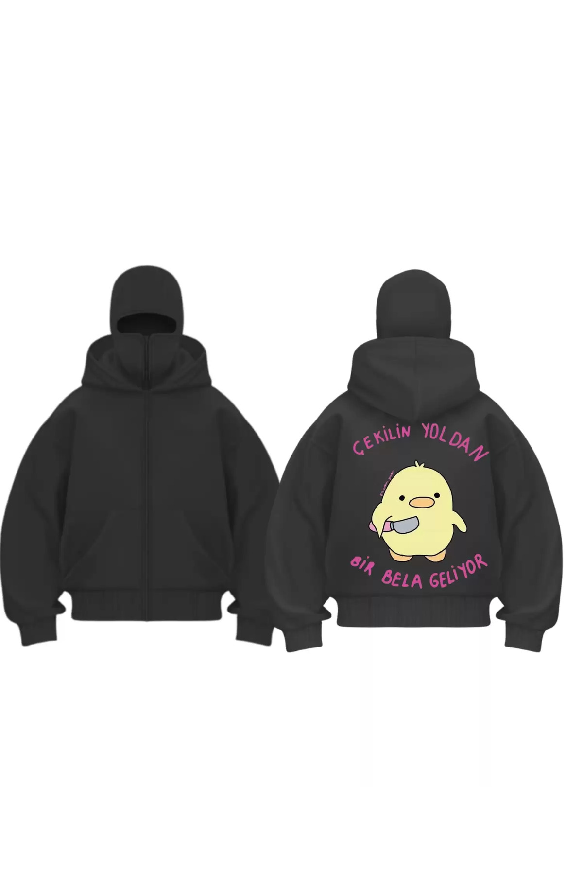 Gofeel Katil Civciv Baskılı Kar Maskeli Ninja Unisex Sweatshirt