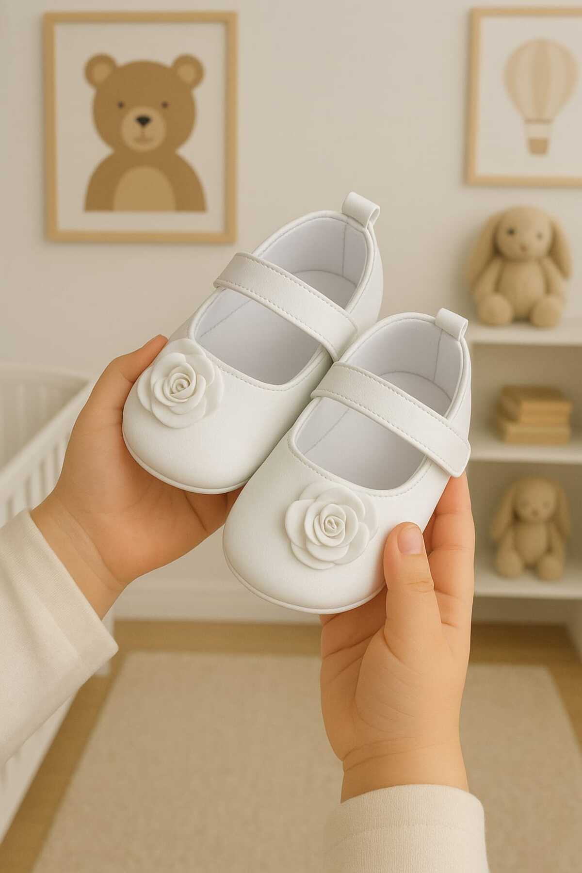 Baby Girl Spring Bootees with Roses
