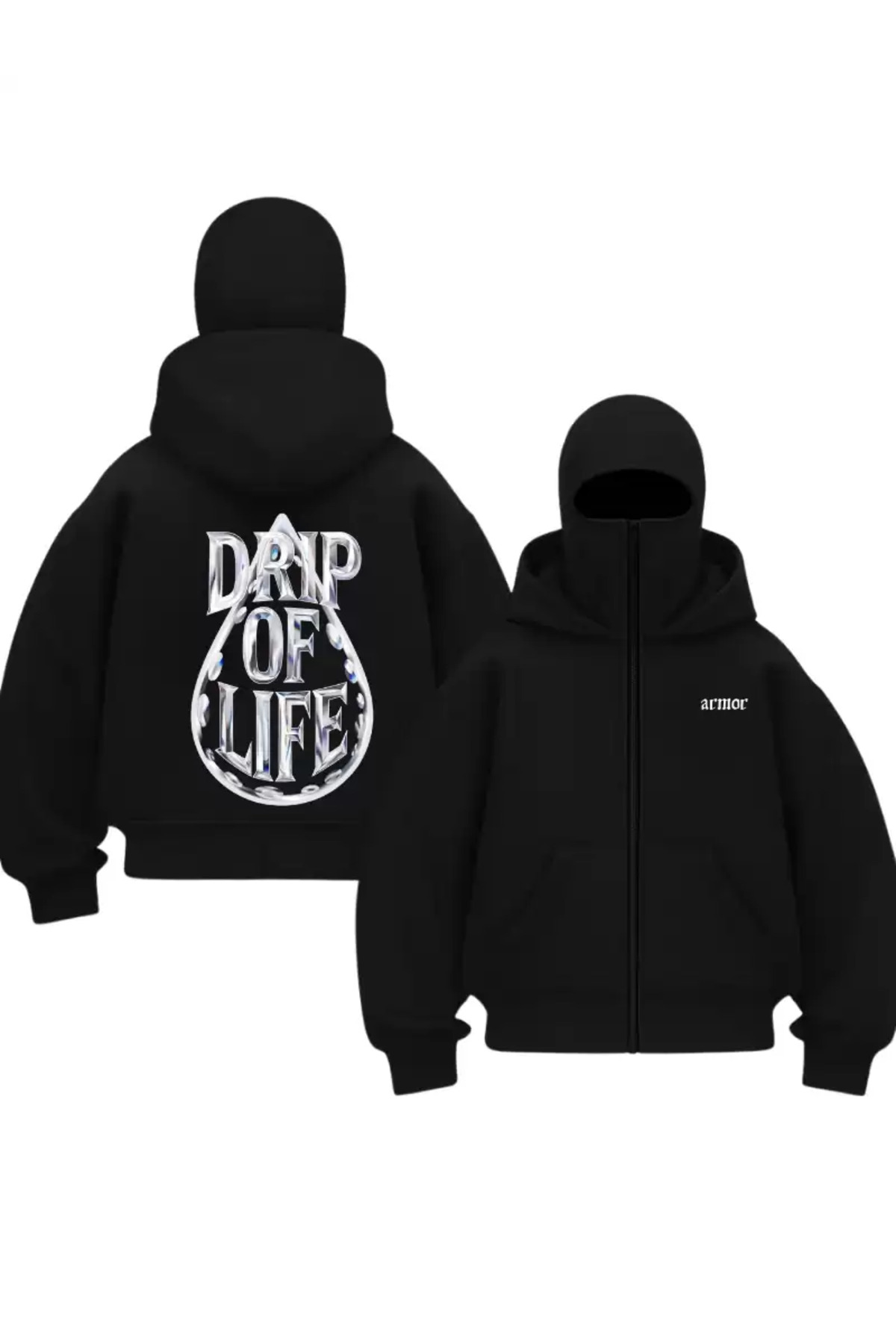Gofeel Siyah Drıp Of Life Baskılı Kar Maskeli Unisex Sweatshirt