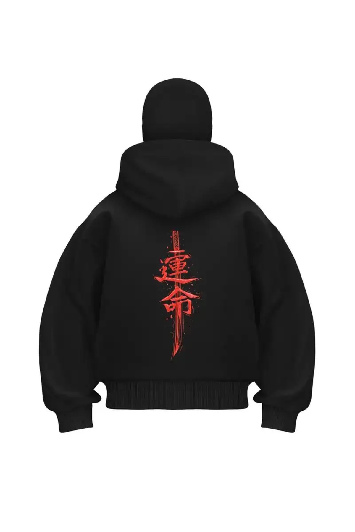 Gofeel Red Katana Baskılı Kar Maskeli Ninja Unisex Sweatshirt