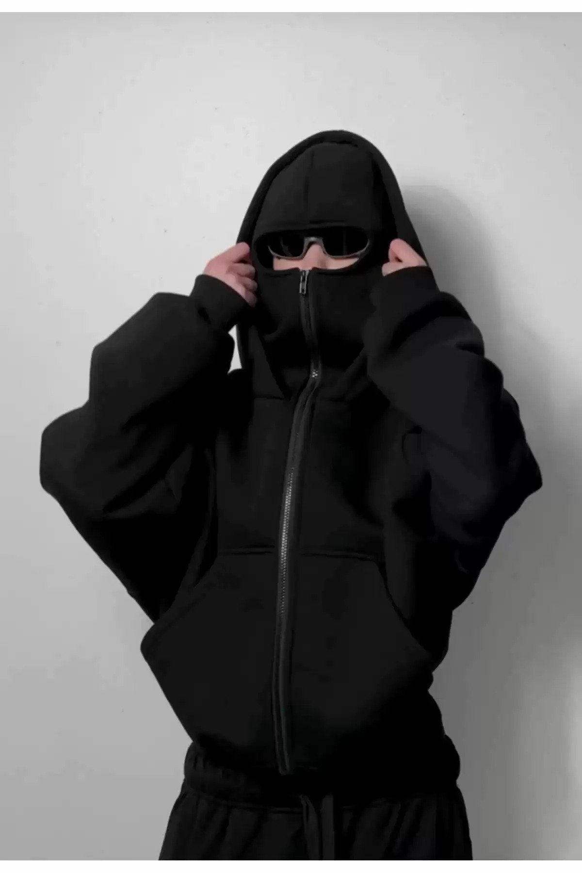 Gofeel Red Katana Baskılı Kar Maskeli Ninja Unisex Sweatshirt